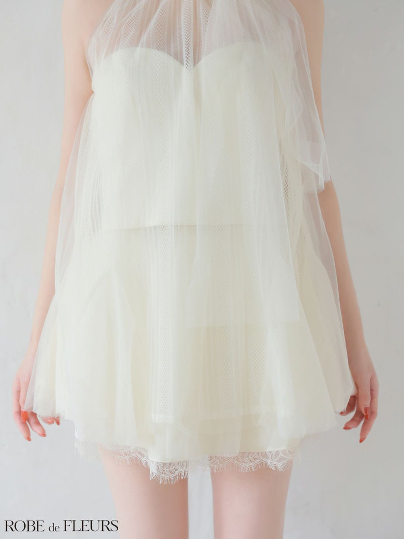 ROBE de FLEURS ローブドフルール 【XSサイズあり】ハイネックウエストリボンフレアミニキャバドレス fm3486