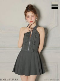 ROBE de FLEURS ローブドフルール 【XSサイズあり】レースハイネックセットアップフレアミニキャバドレス fm4157