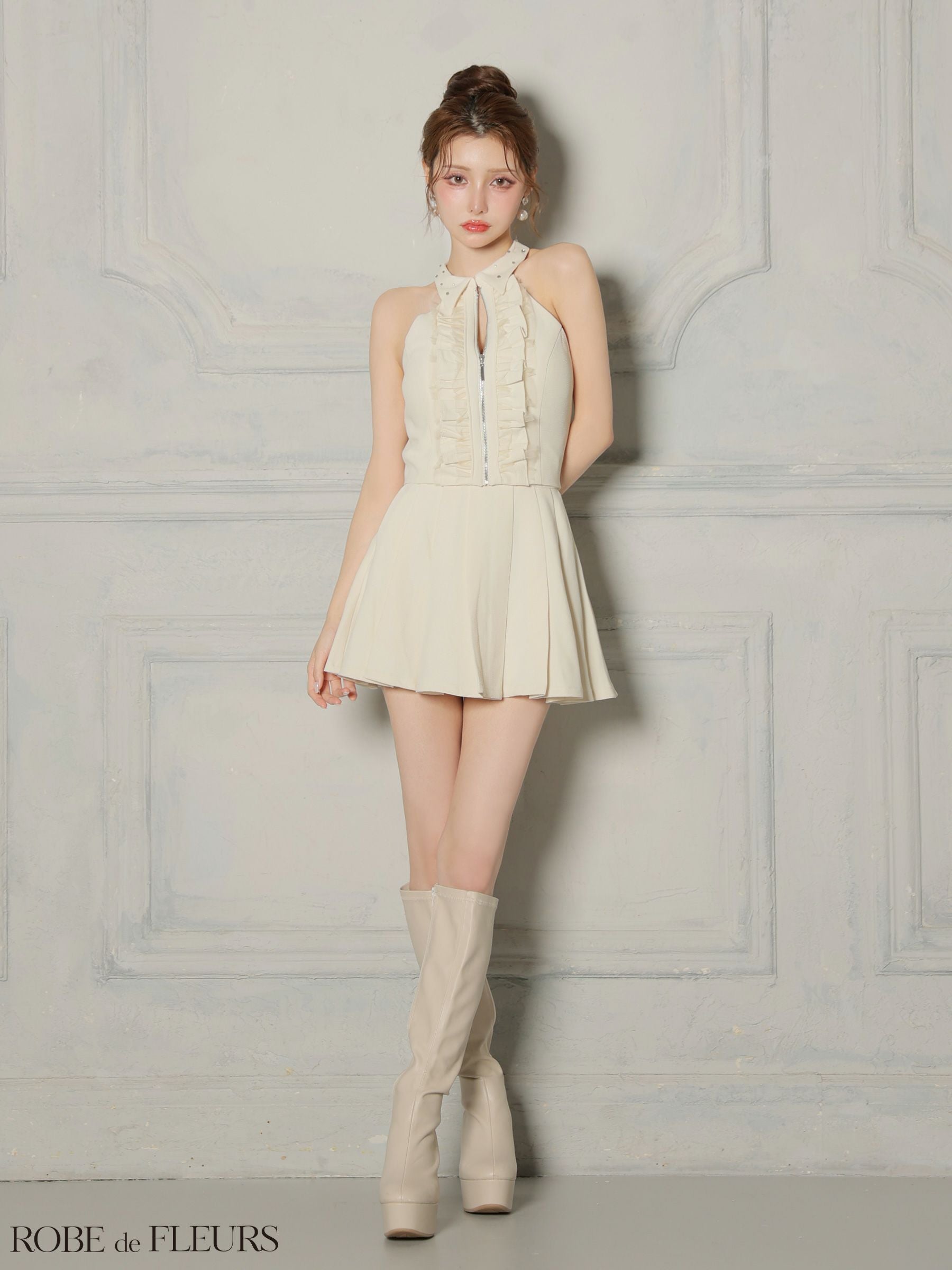 ROBE de FLEURS ローブドフルール 【XSサイズあり】レースハイネック