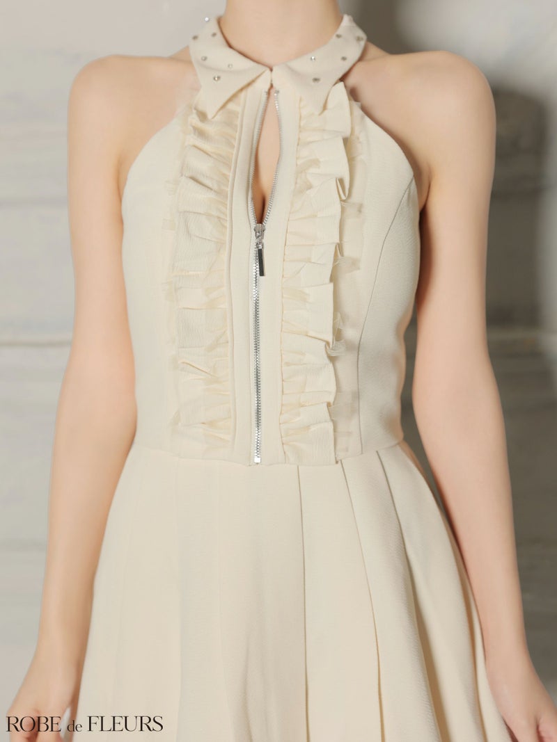 ROBE de FLEURS ローブドフルール 【XSサイズあり】レースハイネックセットアップフレアミニキャバドレス fm4157