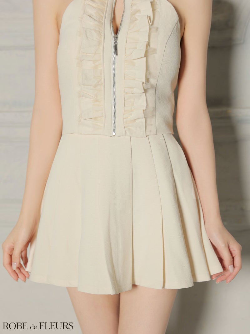 ROBE de FLEURS ローブドフルール 【XSサイズあり】レースハイネックセットアップフレアミニキャバドレス fm4157