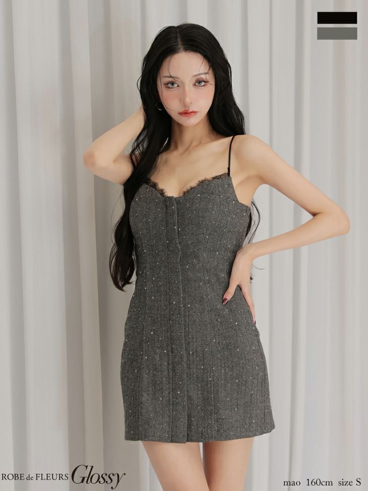 Glossy ローブドフルールグロッシー 【XSサイズあり】ビジューキャミ
