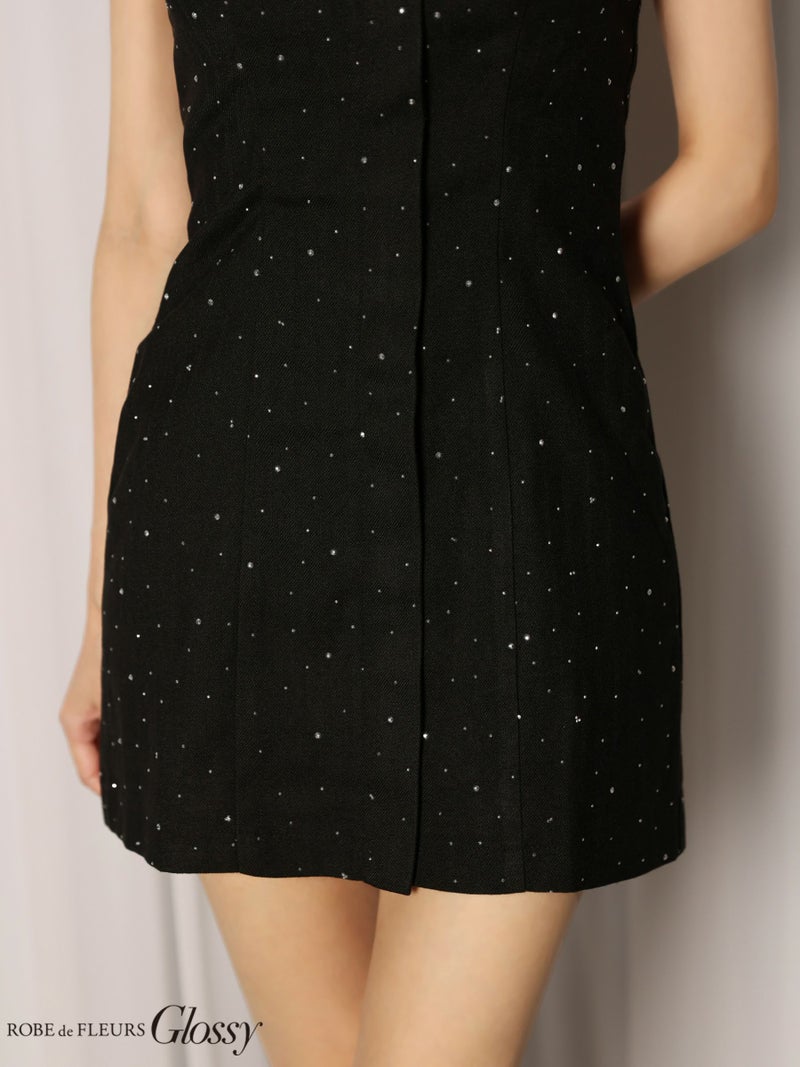 Glossy ローブドフルールグロッシー 【XSサイズあり】ビジューキャミタイトミニキャバドレス gl4329