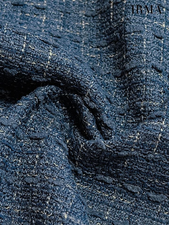 IRMA イルマ ツイード/フリンジ/パイピング/デニム風/ハートスタッヅ/セットアップ/タイト ミニドレス ir55106-c