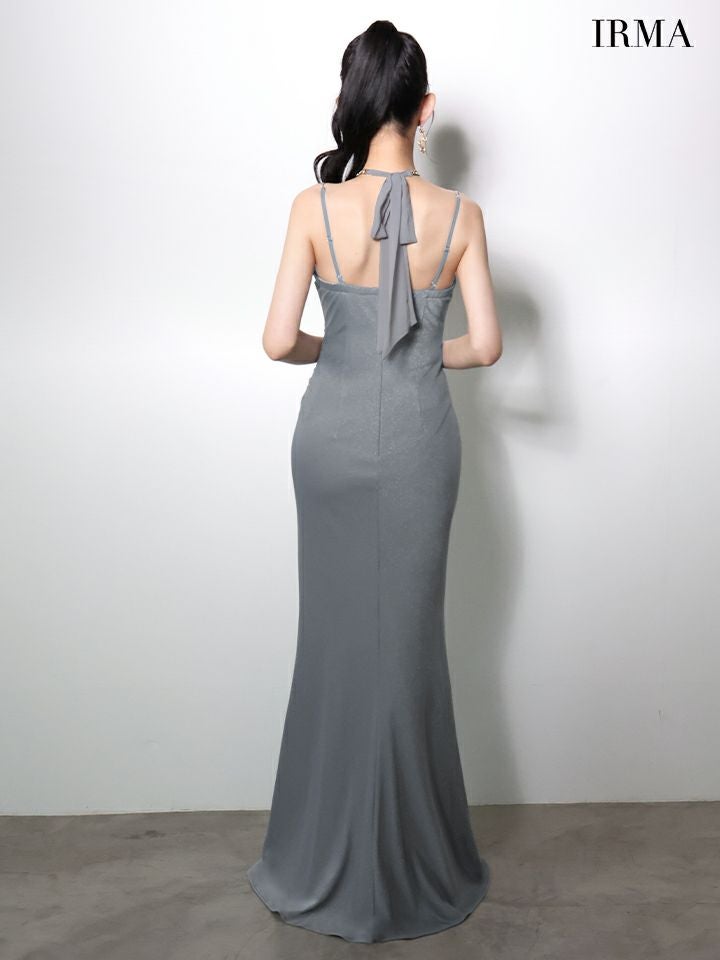 IRMA イルマ ホルターネック/アメスリ/バストカット/スリット入り/タイト ロングドレス ir51974
