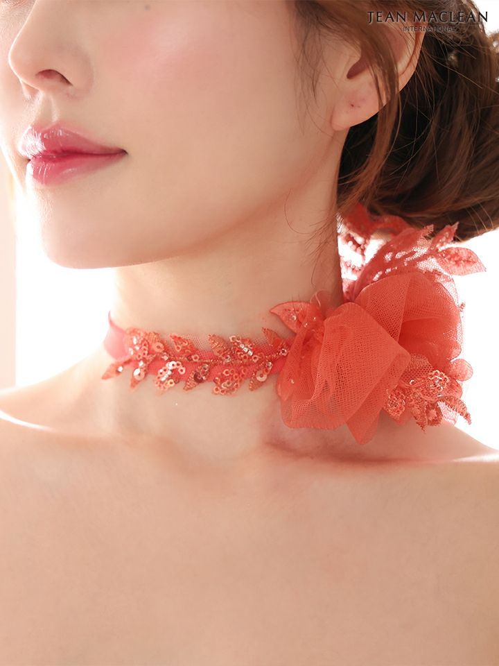 JEAN MACLEAN ジャンマクレーン スパンコール刺繍/コサージュチョーカー付き/オフショル/姫/ロングドレス ja51979