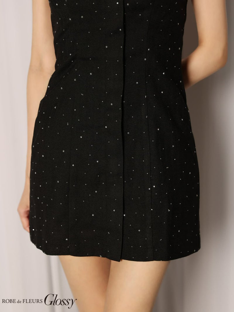 Glossy ローブドフルールグロッシー 【XSサイズあり】ビジューキャミタイトミニキャバドレス gl4329-c