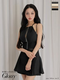 Glossy ローブドフルールグロッシー 【XSサイズあり】ホルターネックカットアウトセットアップフレアミニキャバドレス gl4602-c