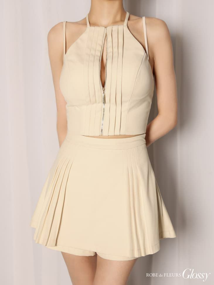 Glossy ローブドフルールグロッシー 【XSサイズあり】ホルターネックカットアウトセットアップフレアミニキャバドレス gl4602-c