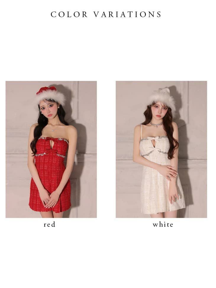 ROBE de FLEURS anier.ROBE ローブドフルール アニエルローブ 【XSサイズあり】 Sparkling Ribbon Bear Dress Santa fm-anier4227-c