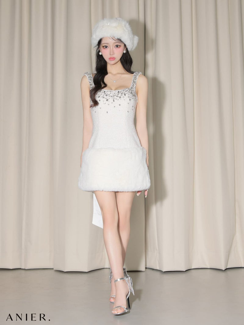  ROBE de FLEURS anier.ROBE ローブドフルール アニエルローブ 【XSサイズあり】Big Ribbon Jeweled Fur Santa fm-anier4610-c