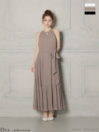 DEA. ディア バイ ローブドフルール 【S～Lサイズあり】 シフォンプリーツVネックウエストリボンロングキャバドレス de4626-c