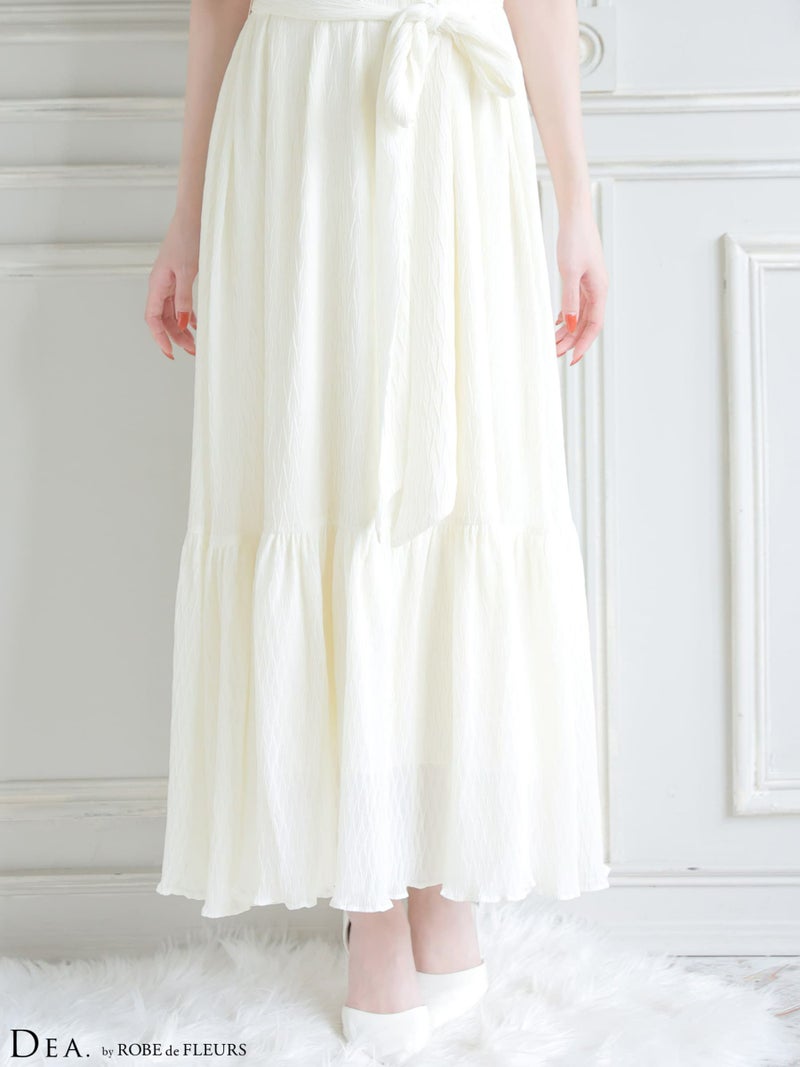 DEA. ディア バイ ローブドフルール 【S～Lサイズあり】 シフォンプリーツVネックウエストリボンロングキャバドレス de4626-c