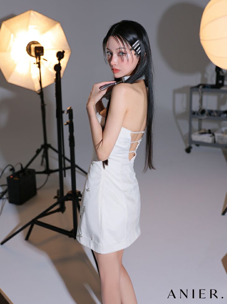 ROBE de FLEURS anier.ROBE ローブドフルール アニエルローブ  【XSサイズあり】Simple bear bijou mini dress シンプルベアビジューミニドレス fm-anier4056