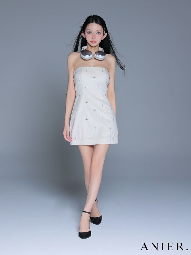 ROBE de FLEURS anier.ROBE ローブドフルール アニエルローブ  【XSサイズあり】Simple bear bijou mini dress シンプルベアビジューミニドレス fm-anier4056