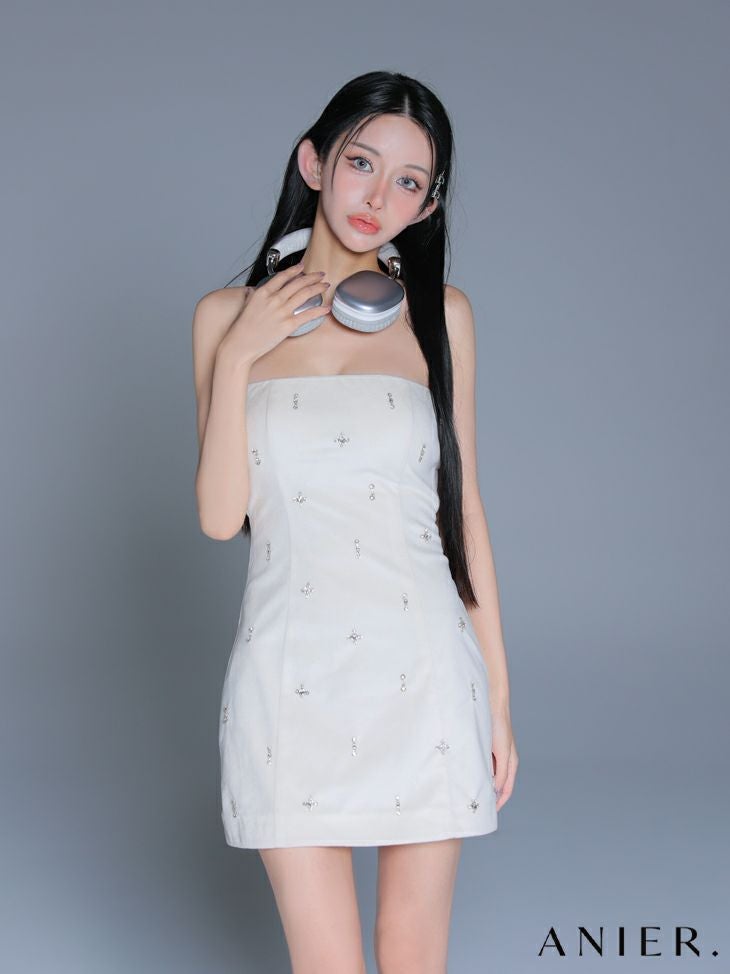 ROBE de FLEURS anier.ROBE ローブドフルール アニエルローブ  【XSサイズあり】Simple bear bijou mini dress シンプルベアビジューミニドレス fm-anier4056