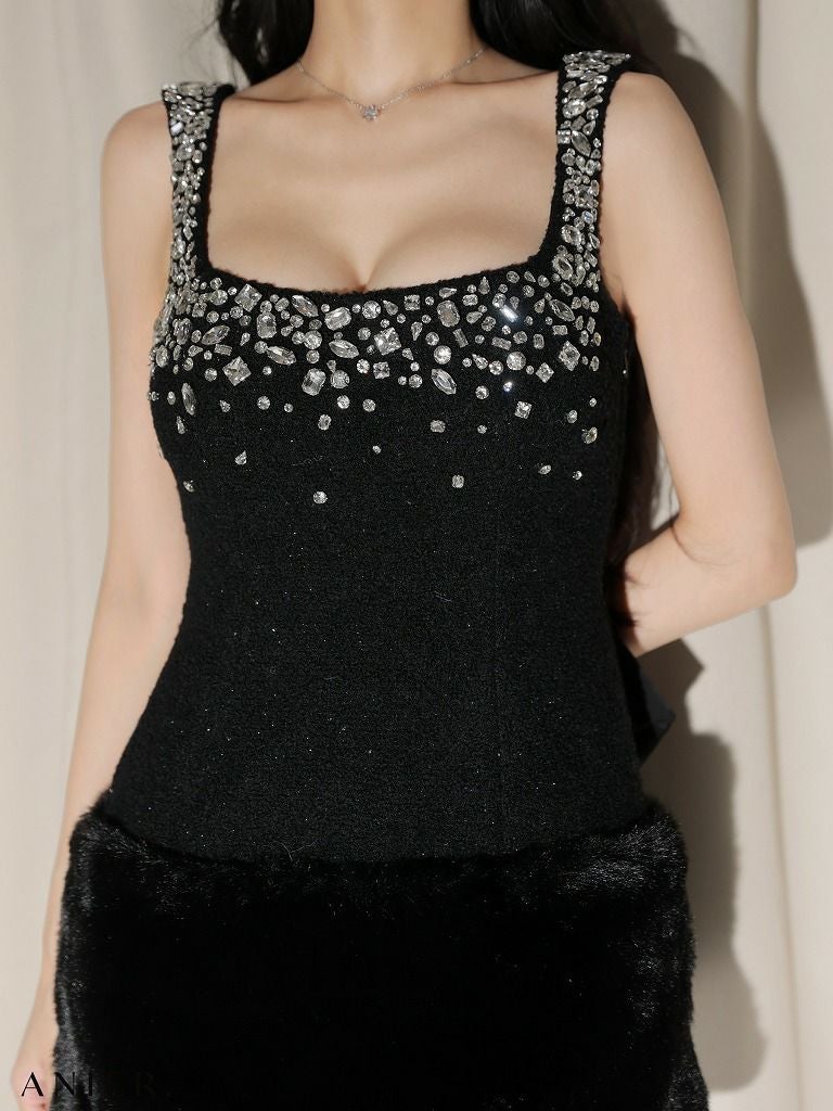 ROBE de FLEURS anier.ROBE ローブドフルール アニエルローブ 【XSサイズあり】Big Ribbon Jeweled Fur Santa ビッグリボンジュエリーファーサンタドレス fm-anier4610