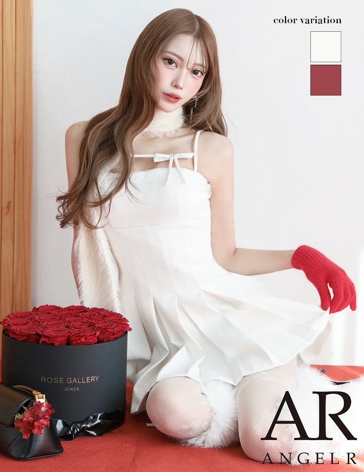AngelR エンジェルアール ワンカラーアメスリチェーンリボンプリーツ