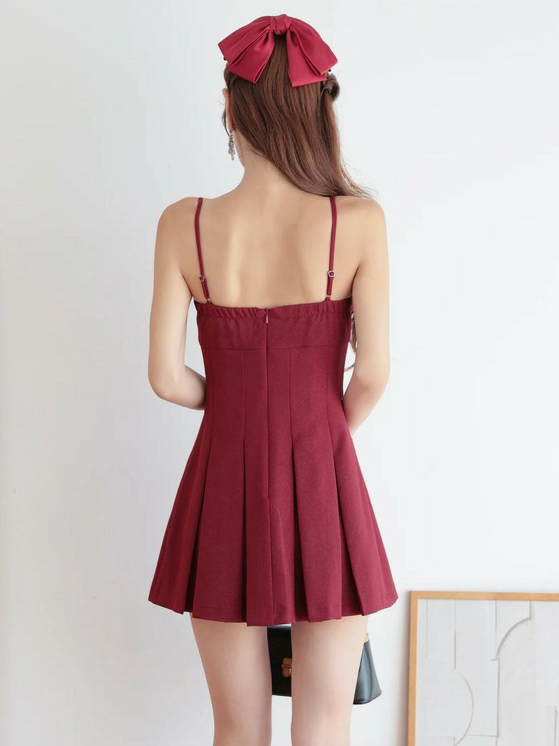 AngelR エンジェルアール リボンコードプリーツレースフレアマイクロミニドレス ar25346