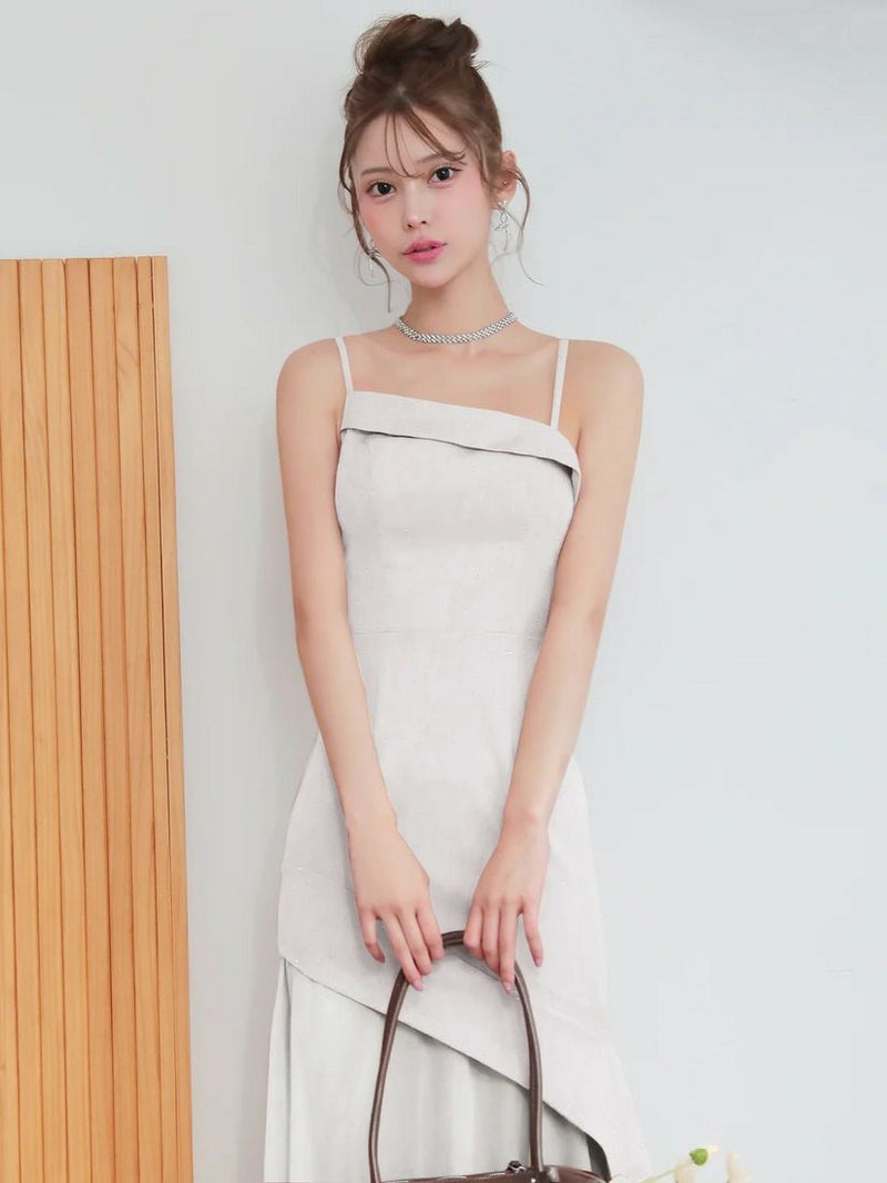 AngelR エンジェルアール アシンメトリーデザインシフォンラメロングミニドレス ar25872-ks