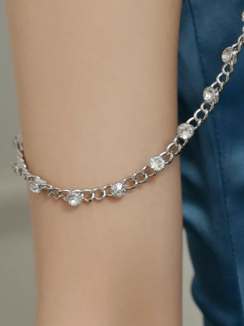 Veautt ヴュート ワンショルダービジューチェーンサテンタイトミディアムドレス  vt082525