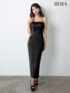 IRMA イルマ ワンカラー/ビジュースタッヅ/キャミソール/ミモレ丈/タイト ロングドレス ir51973-c