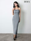 IRMA イルマ ワンカラー/ビジュースタッヅ/キャミソール/ミモレ丈/タイト ロングドレス ir51973-c