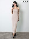 IRMA イルマ ワンカラー/ビジュースタッヅ/キャミソール/ミモレ丈/タイト ロングドレス ir51973-c