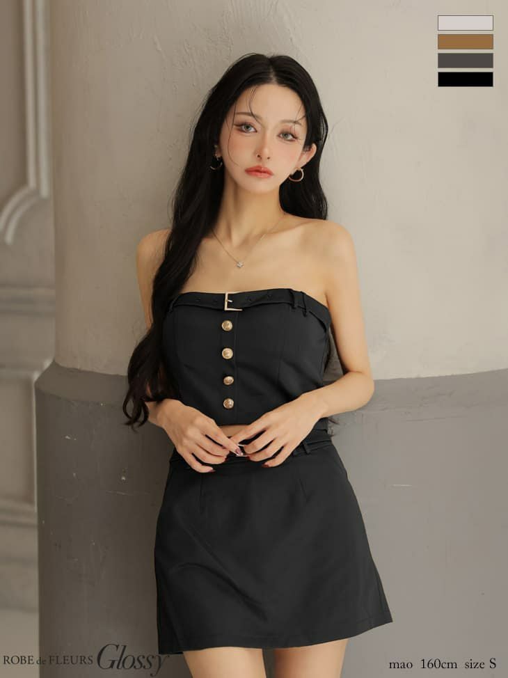  Glossy ローブドフルールグロッシー 【XSサイズあり】ツイルキャミセットアップミニキャバドレス gl3961-c