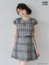 DEA. ディア バイ ローブドフルール 【XS～Lサイズあり】 チェックツイード袖付きプリーツスカートミニキャバドレス de4330-c