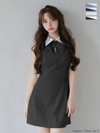 ROBE de FLEURS ローブドフルール 【XS～Lサイズあり】襟付きノースリーブタイトミニキャバドレス fm4228-c