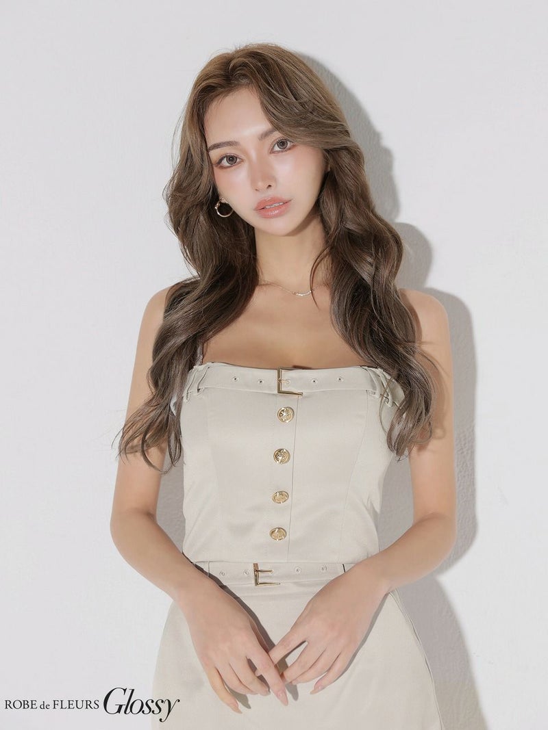 Glossy ローブドフルールグロッシー 【XSサイズあり】ツイルキャミセットアップミニキャバドレス gl3961