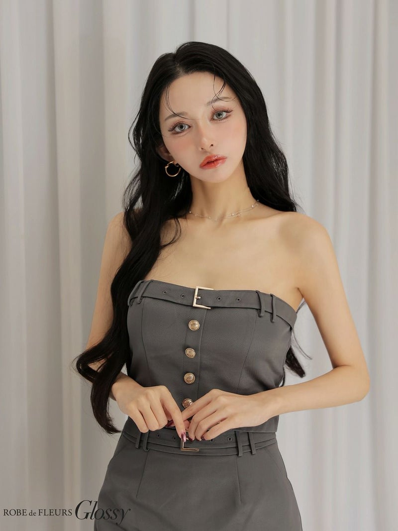 Glossy ローブドフルールグロッシー 【XSサイズあり】ツイルキャミセットアップミニキャバドレス gl3961