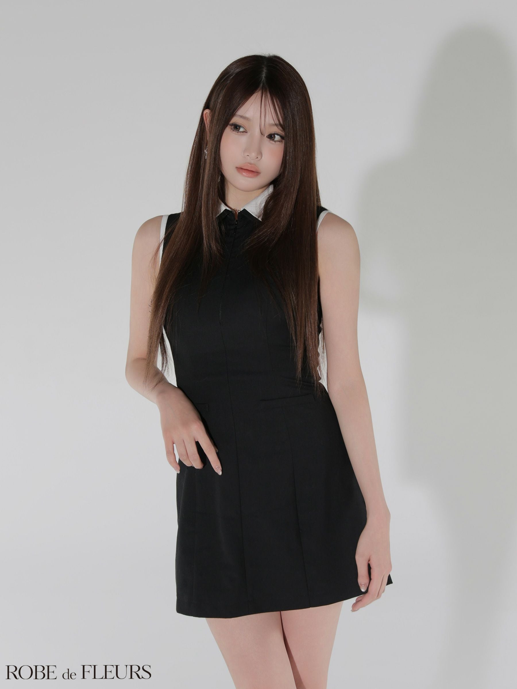 ROBE de FLEURS ローブドフルール ブラック ニットツイードオフショル