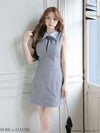 ROBE de FLEURS ローブドフルール 【XS～Lサイズあり】襟付きノースリーブタイトミニキャバドレス fm4228