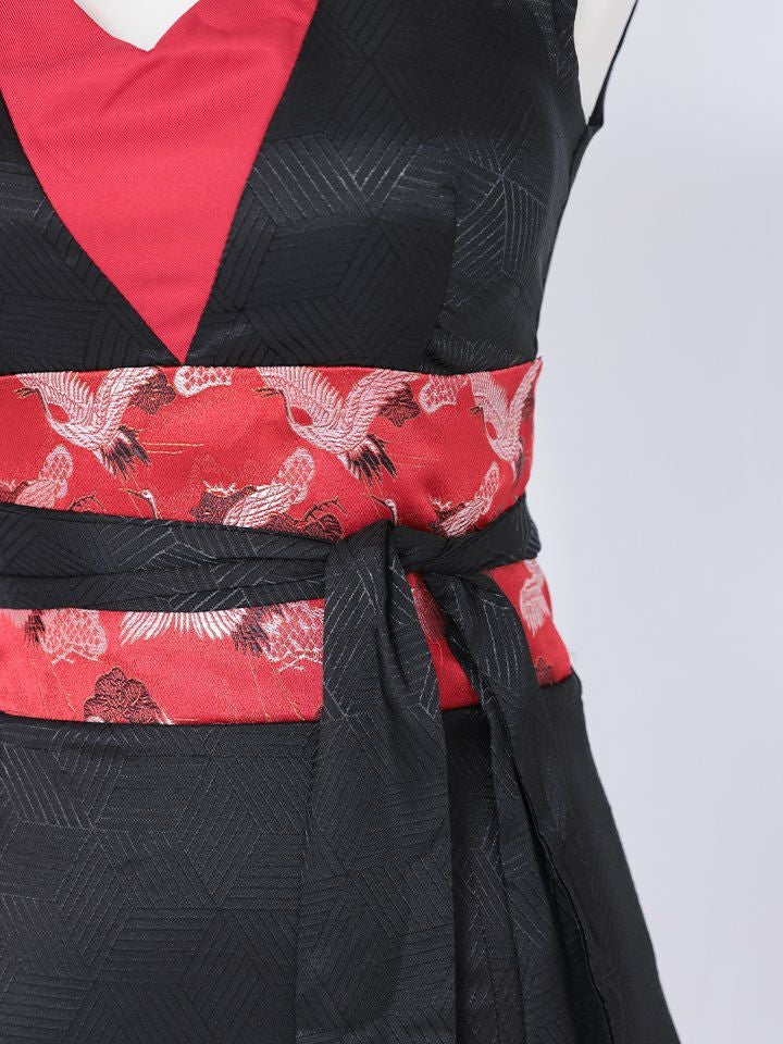 5点セット】コスプレ くのいち #2 忍者 KUNOICHI 黒×赤 和柄 本格和装