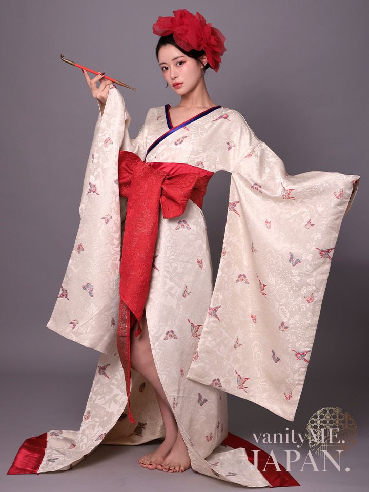 2点セット】花魁 コスプレ 和柄 本格和装 着物 花魁ドレス 椿 TSUBAKI
