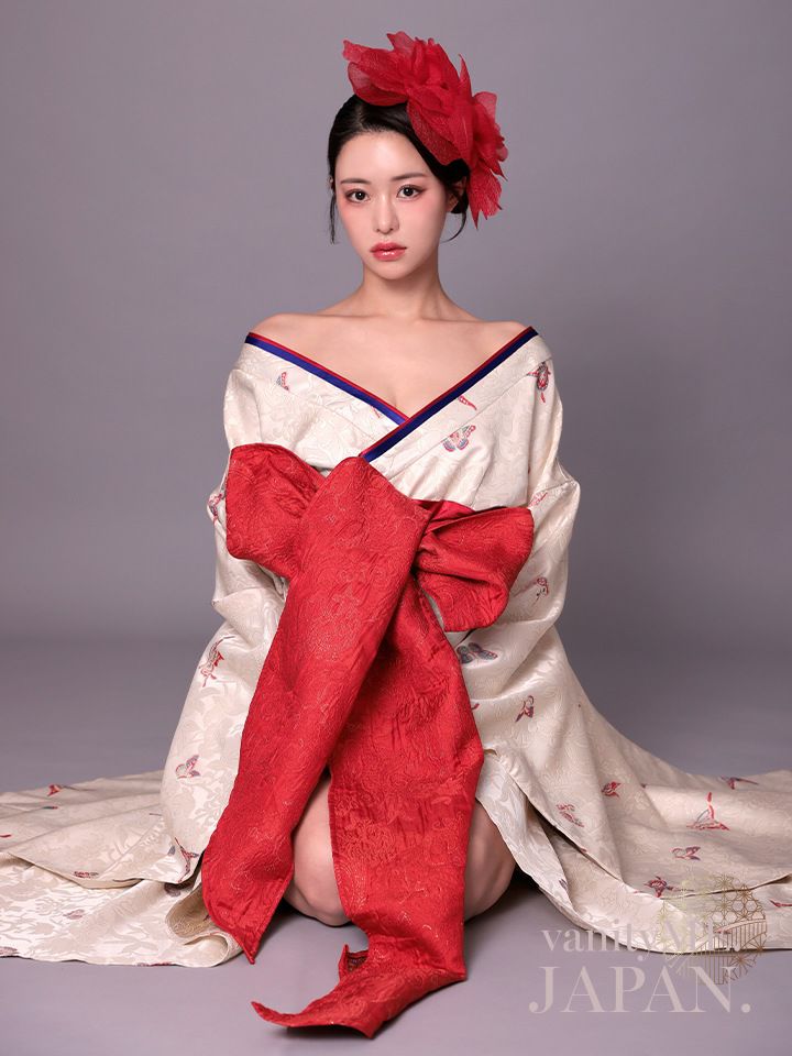 2点セット】花魁 コスプレ 和柄 本格和装 着物 花魁ドレス 椿 TSUBAKI