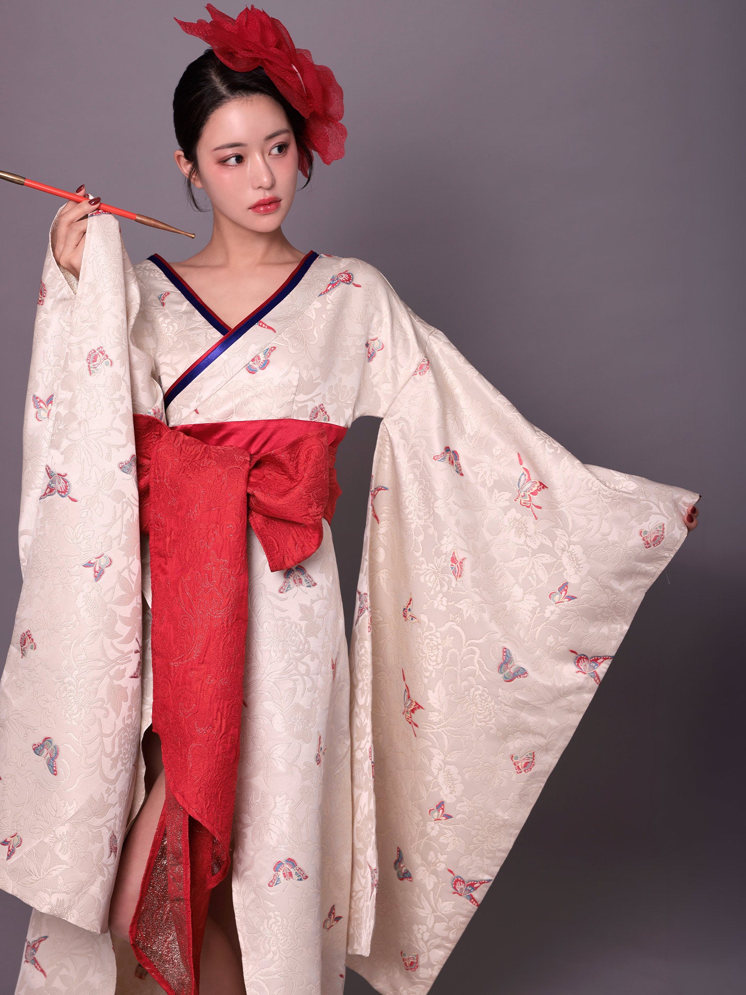 2点セット】花魁 コスプレ 和柄 本格和装 着物 花魁ドレス 椿 TSUBAKI
