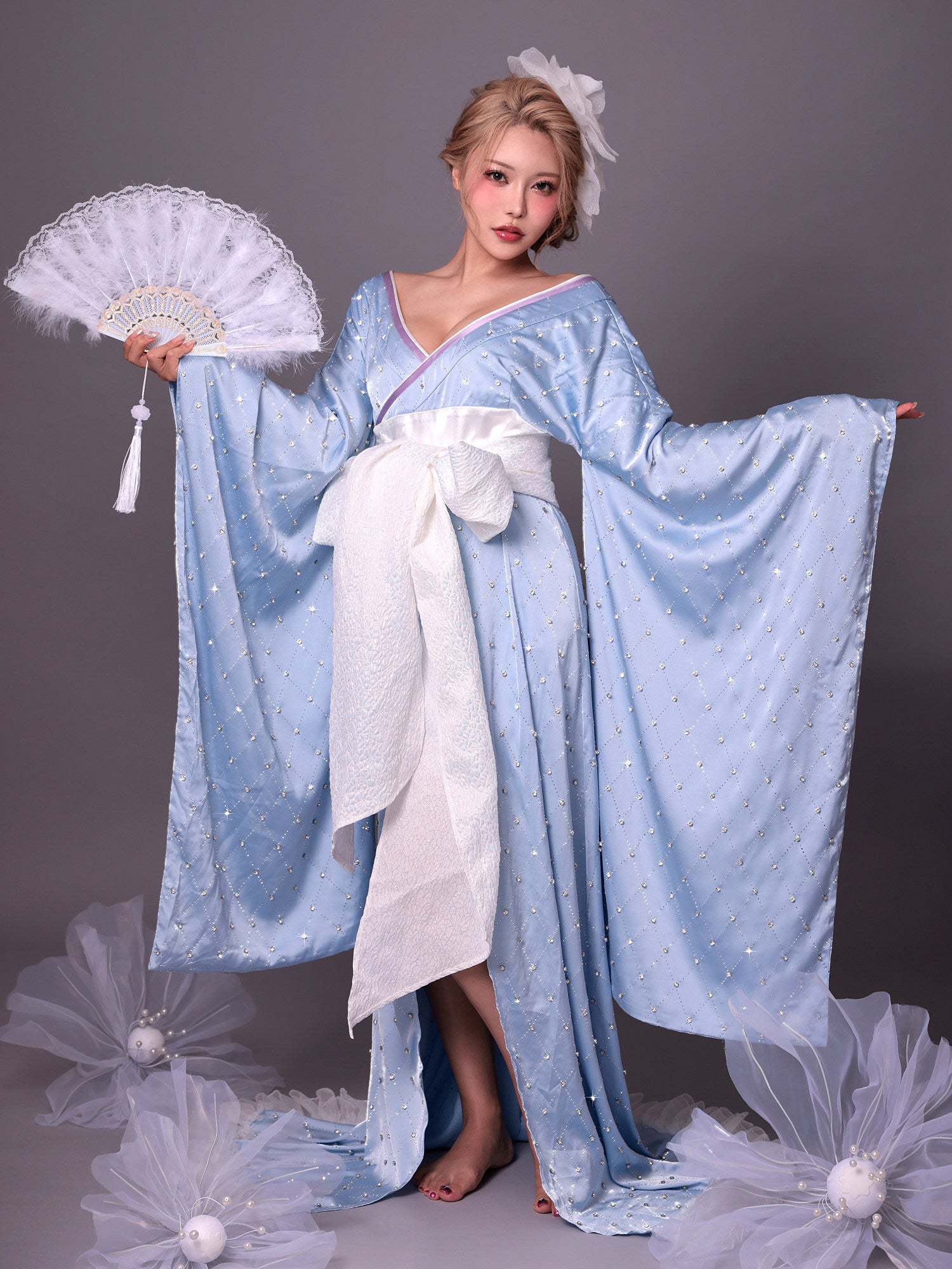 2点セット】花魁 コスプレ 和柄 本格和装 着物 花魁ドレス ジュエリー