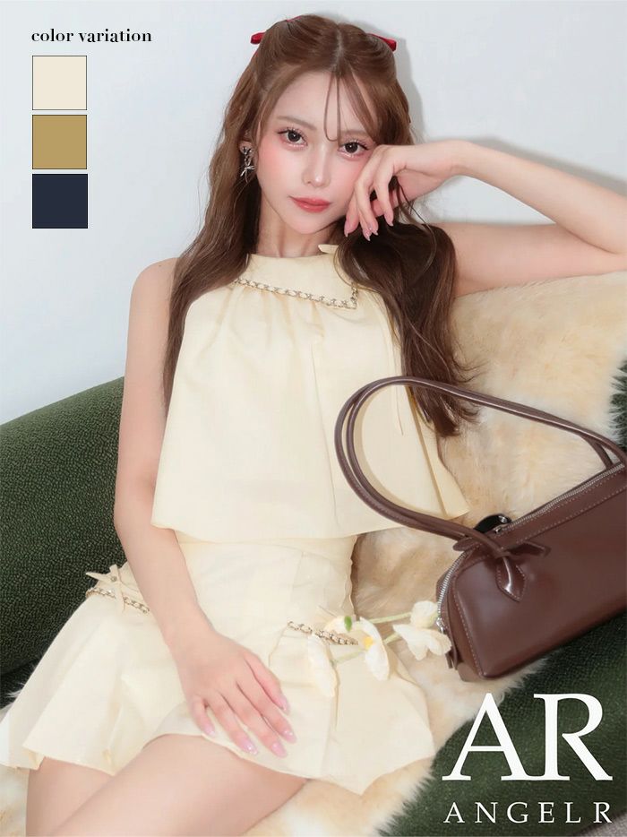 AngelR エンジェルアール ワンカラーアメスリチェーンリボンプリーツ
