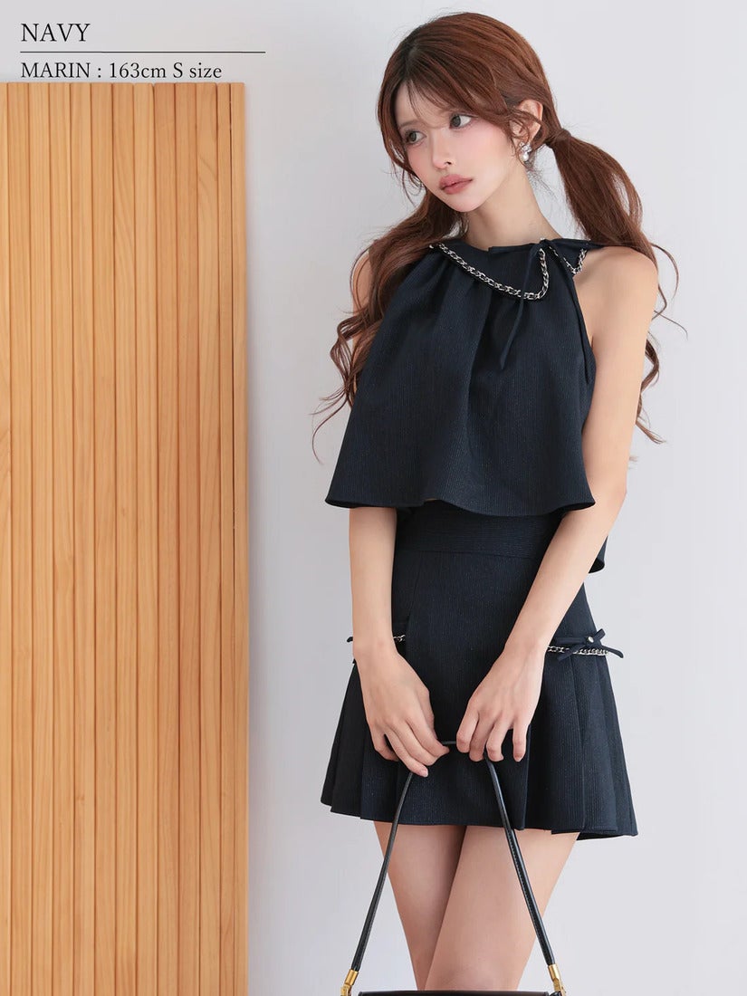 AngelR エンジェルアール ワンカラーアメスリチェーンリボンプリーツ