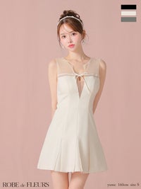 ROBE de FLEURS ローブドフルール センターリボンシアーチュールフレアミニキャバドレス fm3798