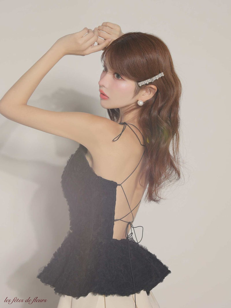 Les fetes de fleurs レフェットデフルール 【XSサイズあり】 fleurs tulle setup dress LF4638-c