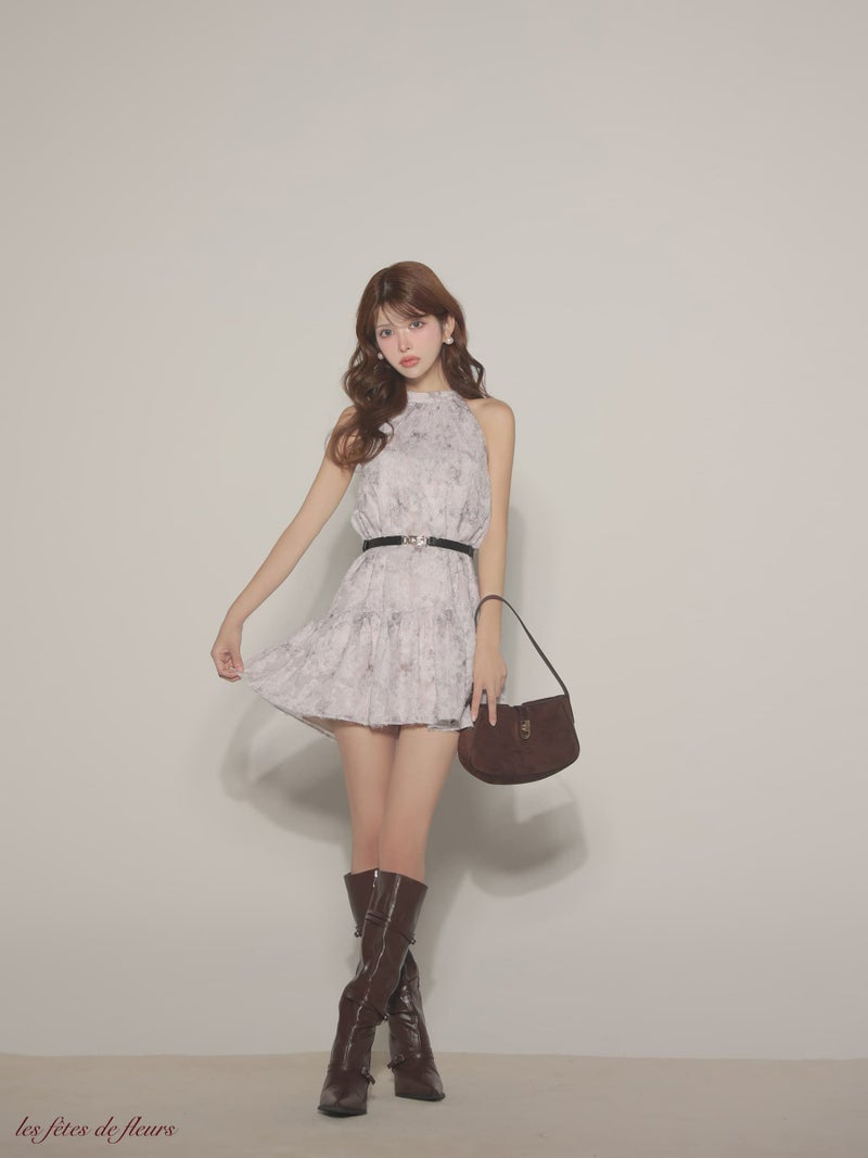 【XSサイズあり】Les fetes de fleurs レフェットデフルール fleurs jacquard mini dress LF4625-c