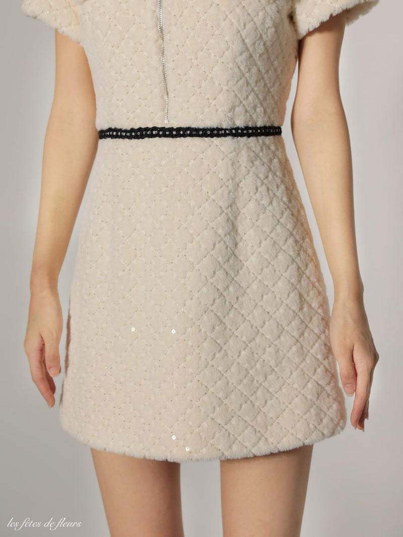 【XSサイズあり】Les fetes de fleurs レフェットデフルール scintiller fur mini dress LF4637-c