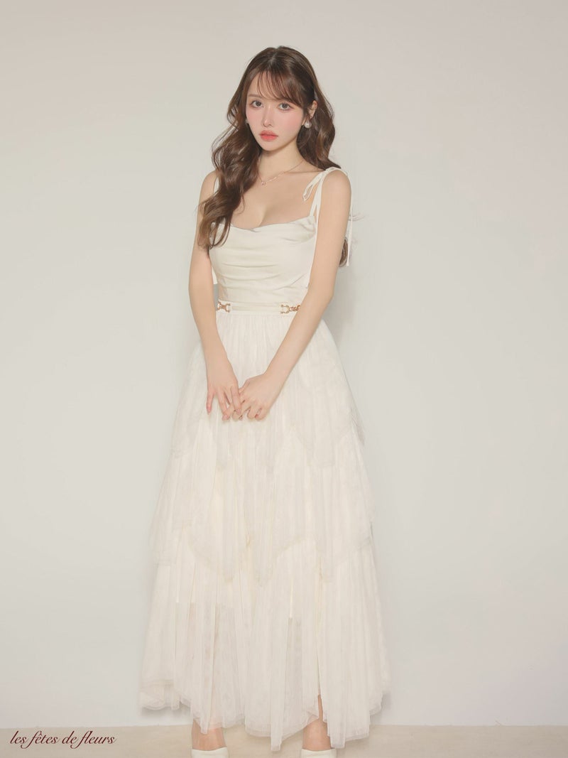 【XSサイズあり】Les fetes de fleurs レフェットデフルール luxe tulle long dress LF4636-c