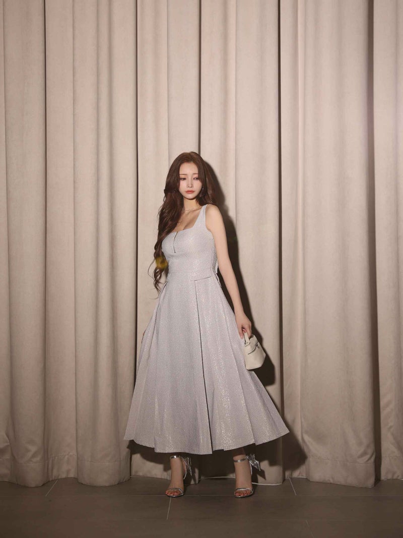 【Lサイズあり】charmer jacquard back ribbon long dress LF4635-c