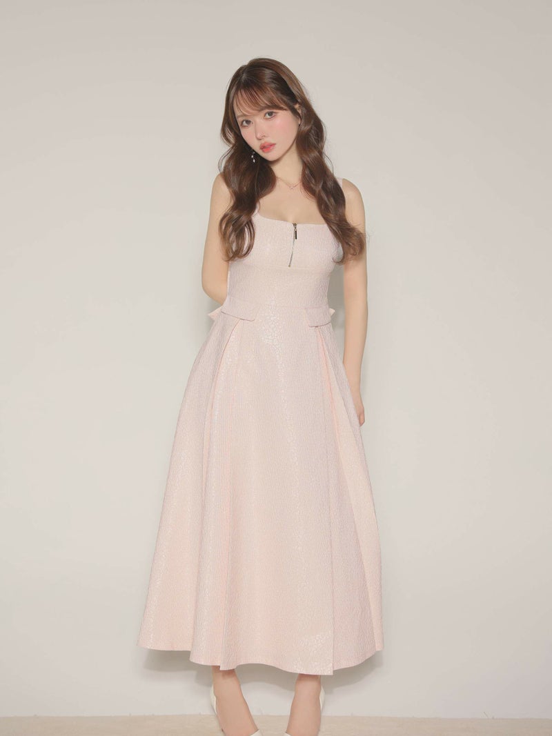 【Lサイズあり】charmer jacquard back ribbon long dress LF4635-c