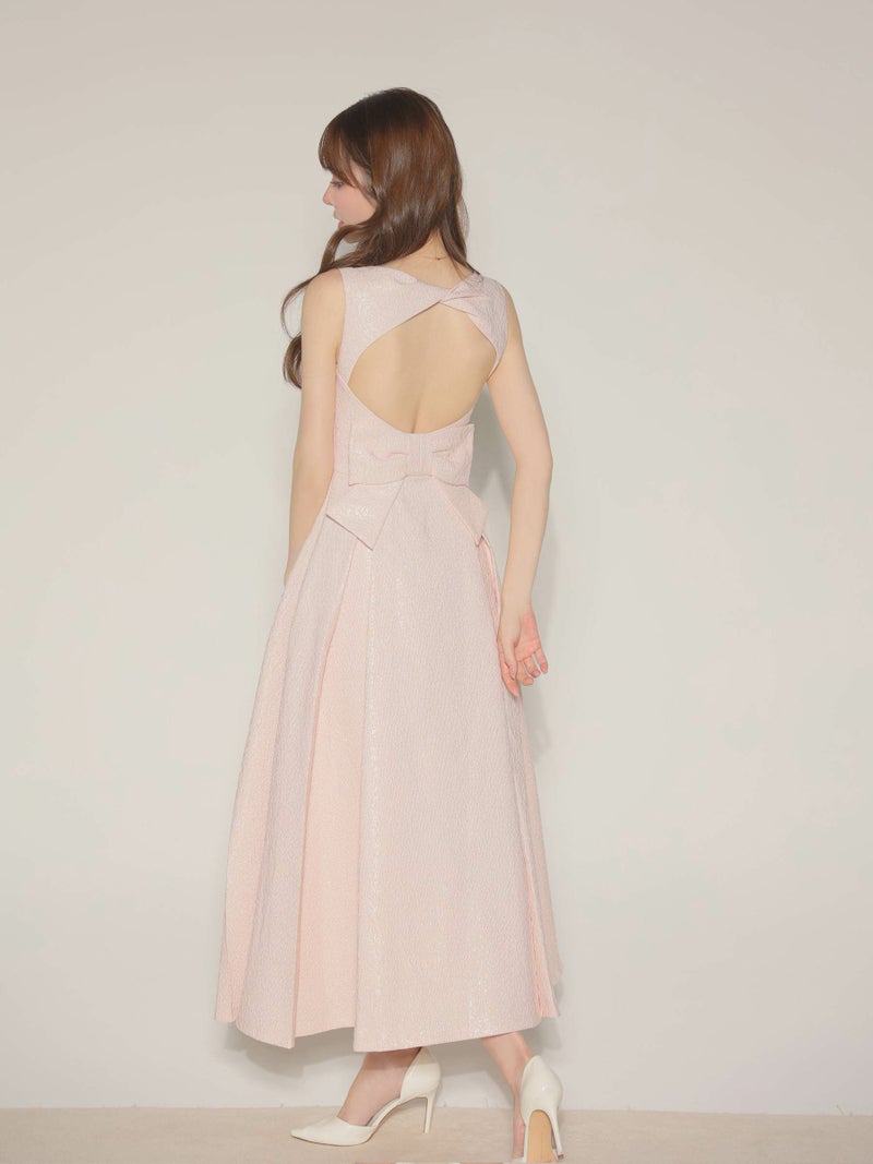 【Lサイズあり】charmer jacquard back ribbon long dress LF4635-c
